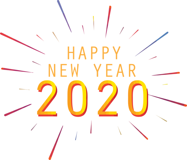 New Year 2020 Text Font Line For Happy Drawing Transparent PNG Image