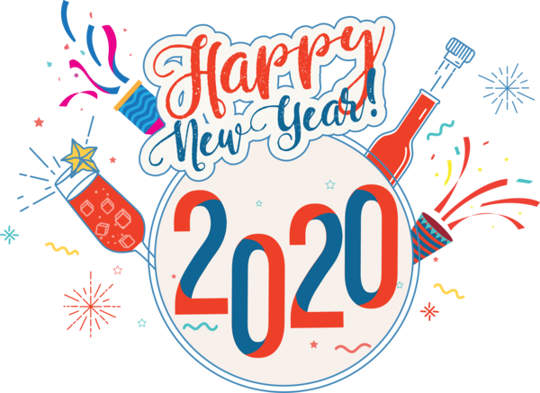 New Year 2020 Text Font Line For Happy Ideas Transparent PNG Image