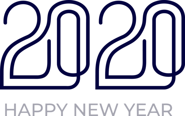 New Years 2020 Text Font Line For Happy Year Colors Transparent PNG Image