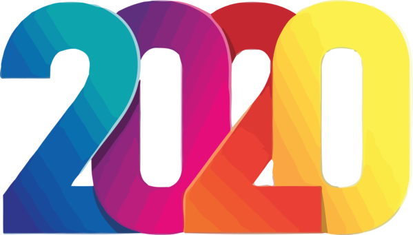 New Years 2020 Text Font Line For Happy Year Decoration Transparent PNG Image