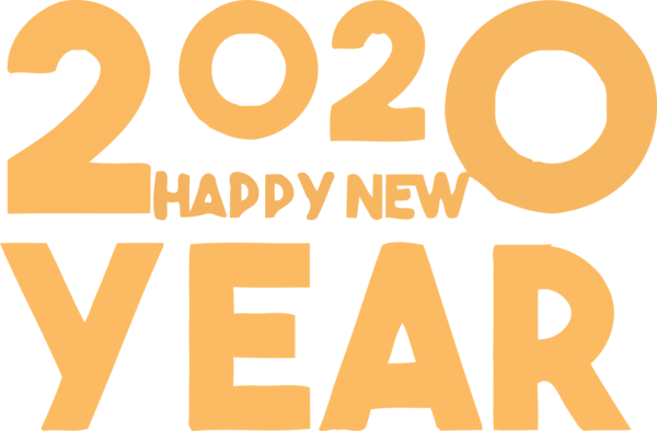 New Year Text Font Line For Happy 2020 Gifts Transparent PNG Image