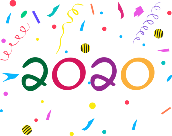 New Year Text Font Line For Happy 2020 Fireworks Transparent PNG Image