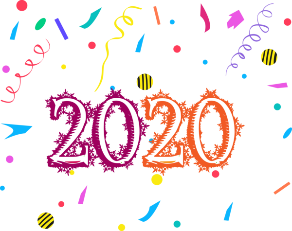 New Year Text Font Line For Happy 2020 Eve Transparent PNG Image