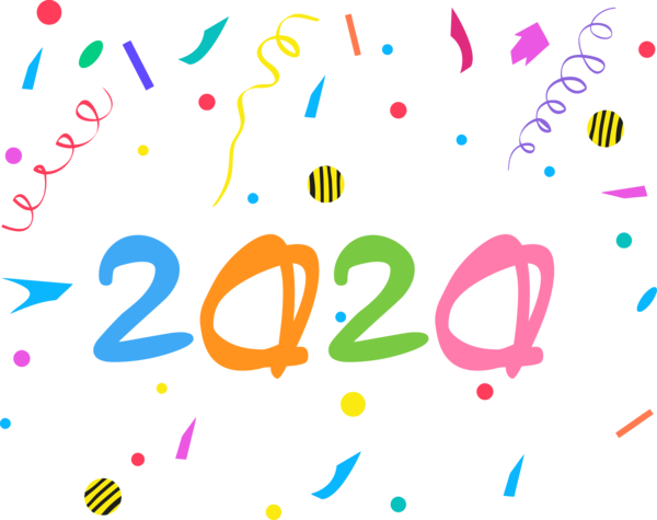 New Year Text Font Line For Happy 2020 Greeting Cards Transparent PNG Image