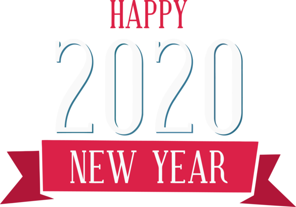 New Year 2020 Text Font Line For Happy Ecards Transparent PNG Image