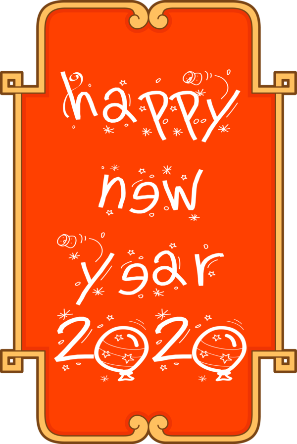 New Year Text Font Line For Happy 2020 Wishes Transparent PNG Image