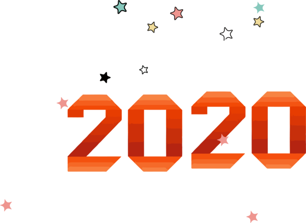 New Year Text Font Line For Happy 2020 Greeting Cards Transparent PNG Image