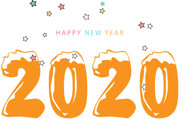 New Year Text Font Line For Happy 2020 Colors Transparent PNG Image