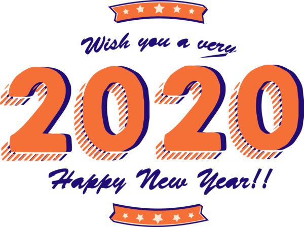 New Year Text Font Logo For Happy 2020 Traditions Transparent PNG Image