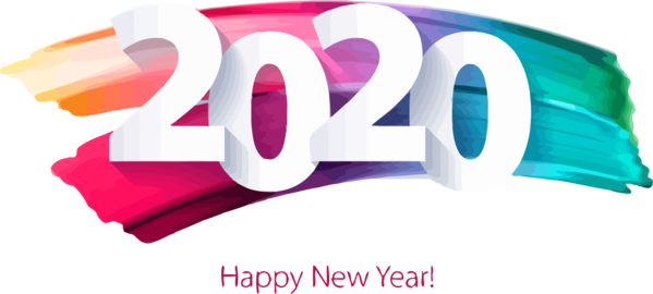 New Years 2020 Text Font Logo For Happy Year Colors Transparent PNG Image