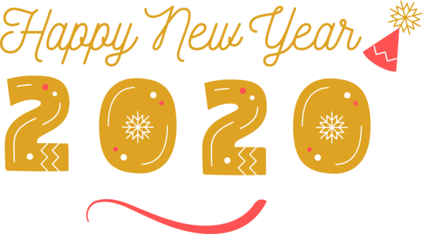 New Year Text Font Logo For Happy 2020 Greeting Cards Transparent PNG Image