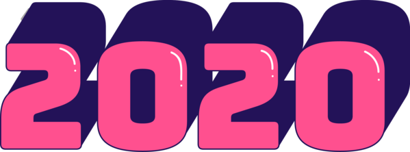 New Year 2020 Text Font Pink For Happy Holiday Transparent PNG Image