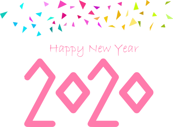 New Year Text Font Pink For Happy 2020 Day 2020 Transparent PNG Image