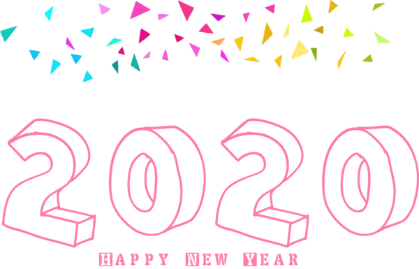 New Year Text Font Pink For Happy 2020 Carol Transparent PNG Image