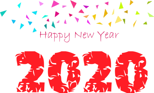 New Year Text Font Pink For Happy 2020 Goals Transparent PNG Image