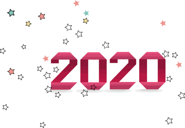 New Year Text Font Pink For Happy 2020 Celebration 2020 Transparent PNG Image