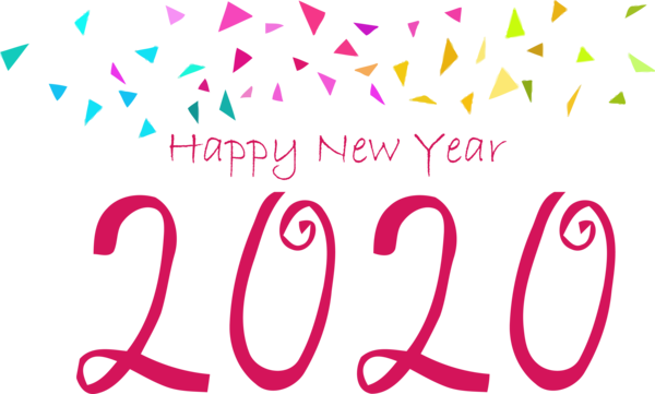 New Year Text Font Pink For Happy 2020 Holiday 2020 Transparent PNG Image