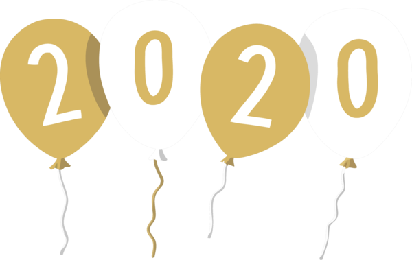 New Year Text Font Yellow For Happy 2020 Day 2020 Transparent PNG Image