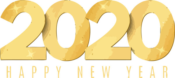 New Years 2020 Text Font Yellow For Happy Year Decoration Transparent PNG Image