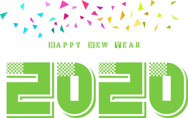 New Year Text Green Line For Happy 2020 Wishes Transparent PNG Image