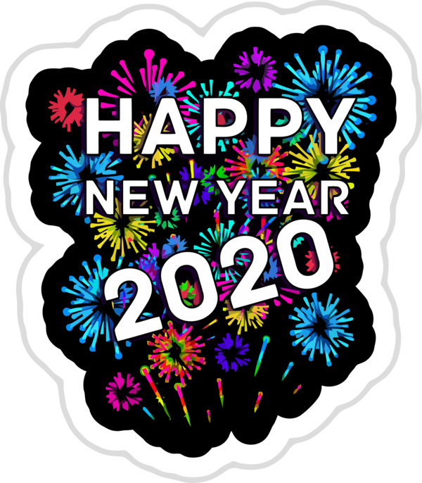 New Year Text Heart Sticker For Happy 2020 Games Transparent PNG Image