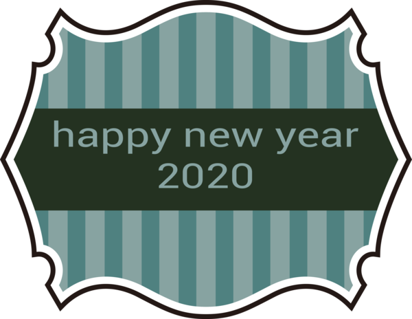 New Year Text Label Line For Happy 2020 Gifts Transparent PNG Image