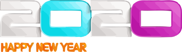 Happy New Year Text Line Font For 2020 Drawing Transparent PNG Image