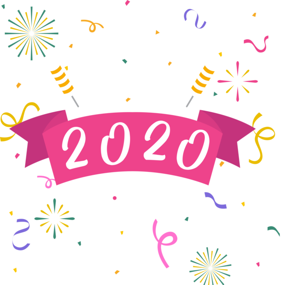 New Year 2020 Text Line Font For Happy Festival Transparent PNG Image