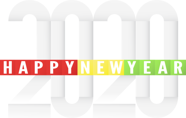 New Year 2020 Text Line Logo For Happy Eve Party 2020 Transparent PNG Image