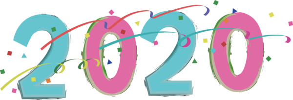 New Year Text Pink Font For Happy 2020 Day Transparent PNG Image