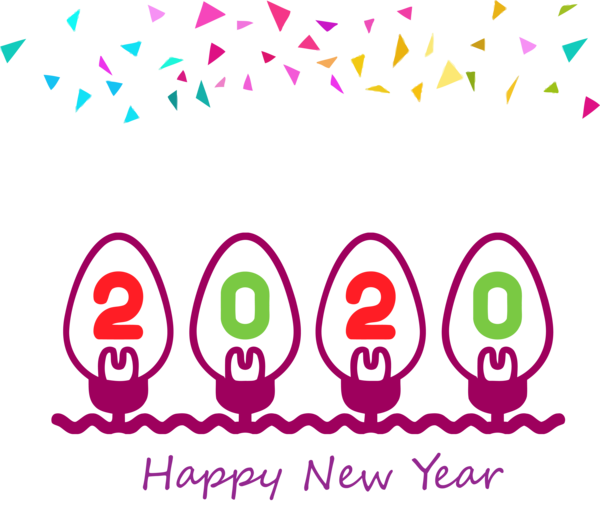 New Year Text Pink Font For Happy 2020 Fireworks Transparent PNG Image