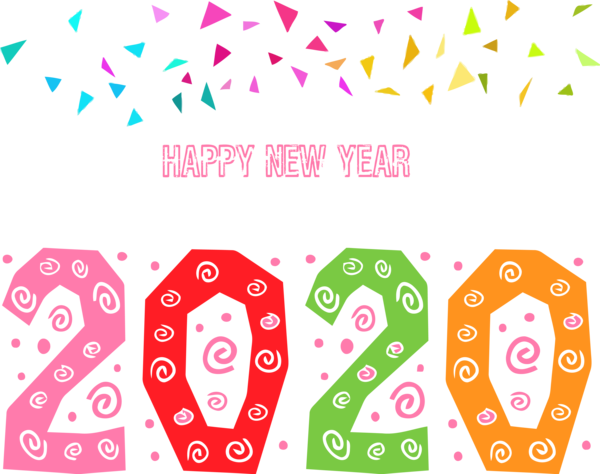 New Year Text Pink Font For Happy 2020 Day 2020 Transparent PNG Image