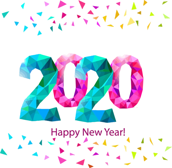 New Year Text Pink Font For Happy 2020 Games Transparent PNG Image