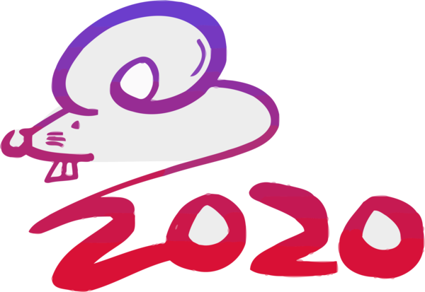 New Year 2020 Text Pink Font For Happy Celebration 2020 Transparent PNG Image