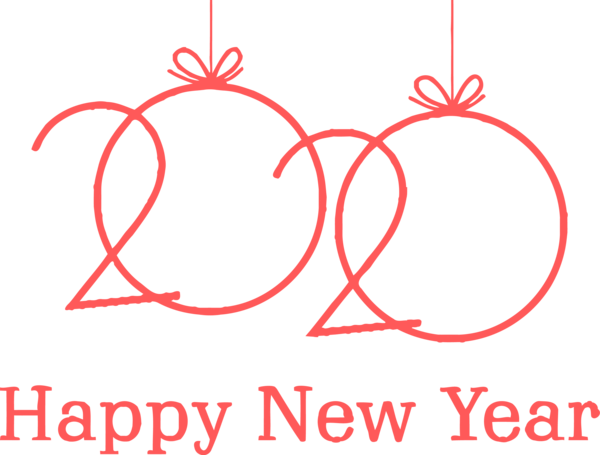 New Years 2020 Text Red Font For Happy Year Decoration Transparent PNG Image