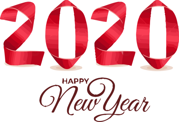 New Year 2020 Text Red Font For Happy Eve Party 2020 Transparent PNG Image