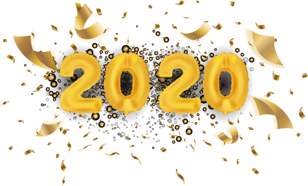 New Year 2020 Text Yellow Font For Happy Day Transparent PNG Image