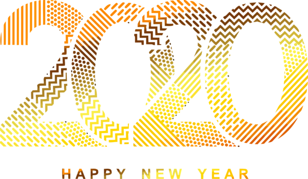 New Years 2020 Text Yellow Line For Happy Year Activities Transparent PNG Image