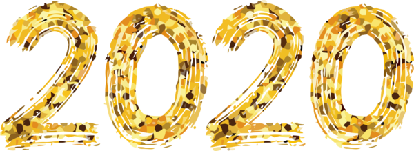 New Year 2020 Yellow Body Jewelry Font For Happy Fireworks Transparent PNG Image