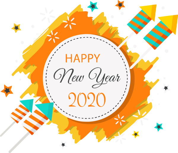 New Year Yellow Orange Text For Happy 2020 Quote Transparent PNG Image