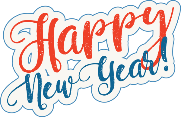 New Year Font Text Calligraphy For Happy Day Transparent PNG Image