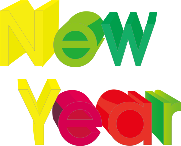 New Year Green Text Logo For Happy Eve Party Transparent PNG Image