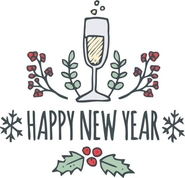 New Year Logo Font Plant For Happy Day 2020 Transparent PNG Image