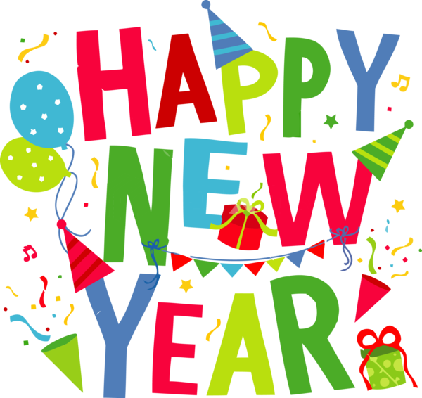 New Year Text Font Celebrating For Happy Getaways Transparent PNG Image