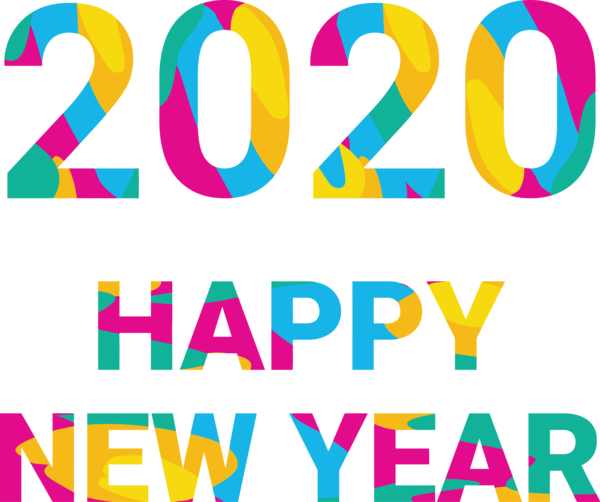 New Years 2020 Text Font Line For Happy Year Eve Party 2020 Transparent PNG Image