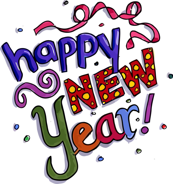 New Year Text Font Line For Happy Activities Transparent PNG Image