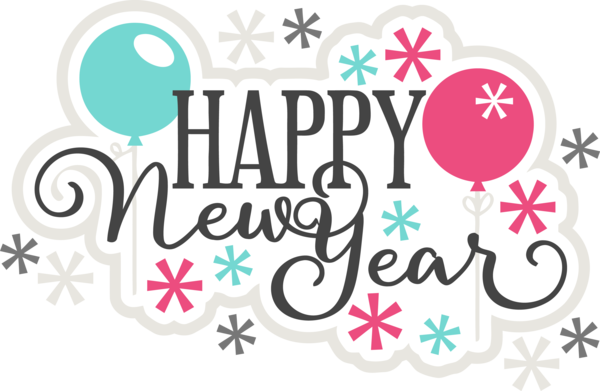 New Year Text Font Line For Happy Background Transparent PNG Image