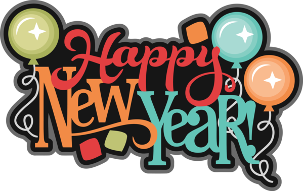 New Year Text Font Logo For Happy Lyrics Transparent PNG Image