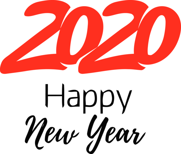 New Year Text Font Logo For Happy 2020 Celebration Transparent PNG Image