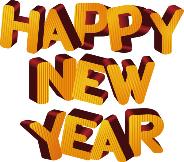 New Year Text Font Logo For Happy Countdown Transparent PNG Image